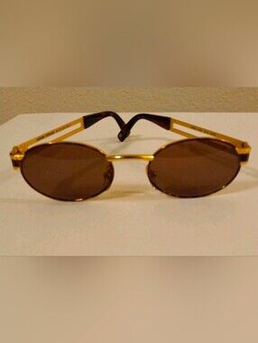 Versace Gold Frame Oval Sunglasses MOD S68 COL 55M Vintage with Original Case